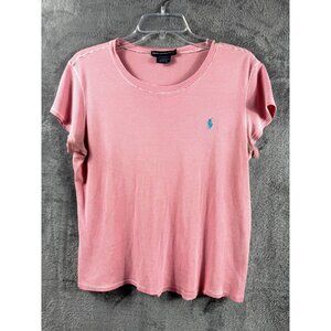 Ralph Lauren Sport Pink & White Striped Cotton T-Shirt With Embroidered Logo Wom